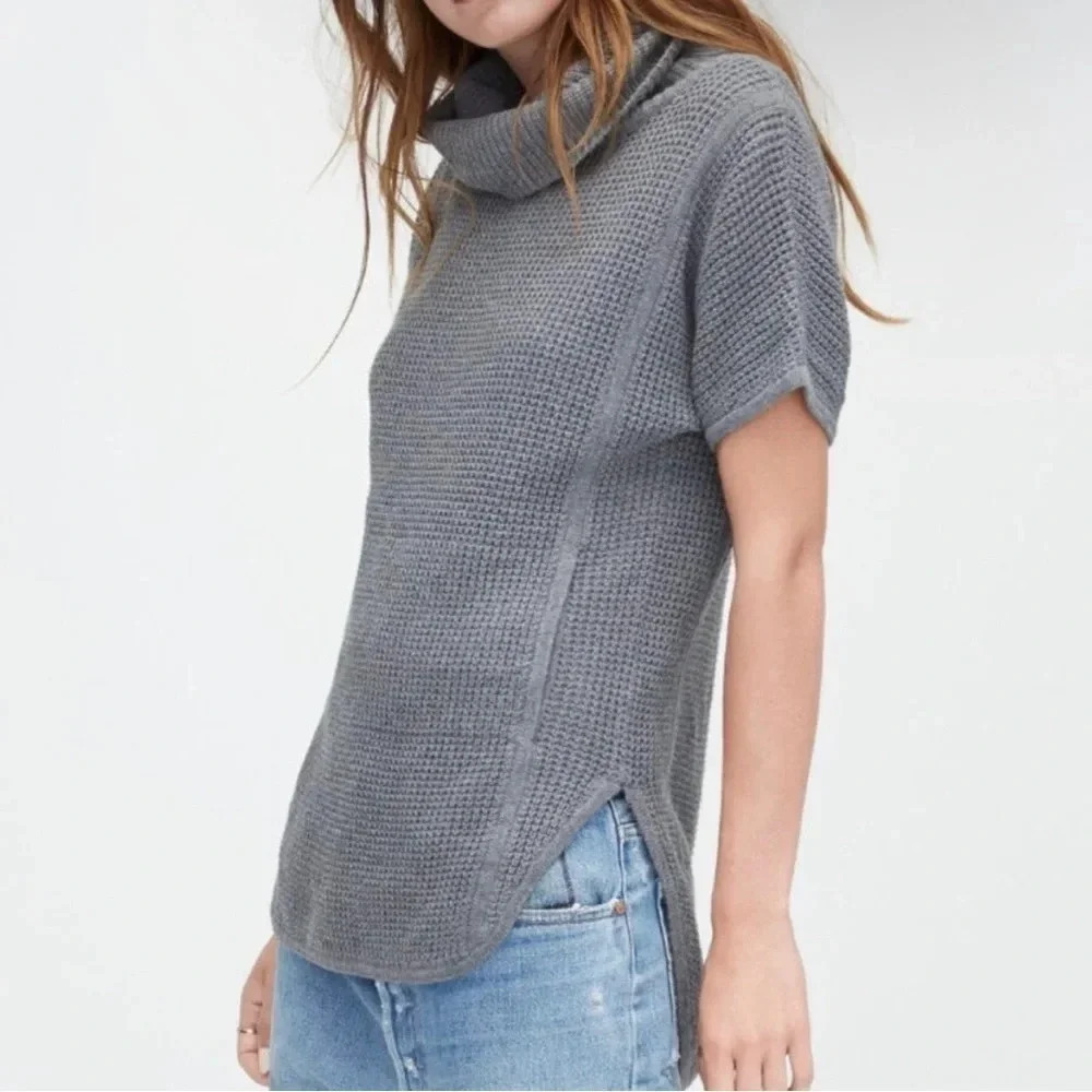 Ugg Shelby Waffle Knit Cotton Gray Cowl Neck Sweater - Picture 2 of 9